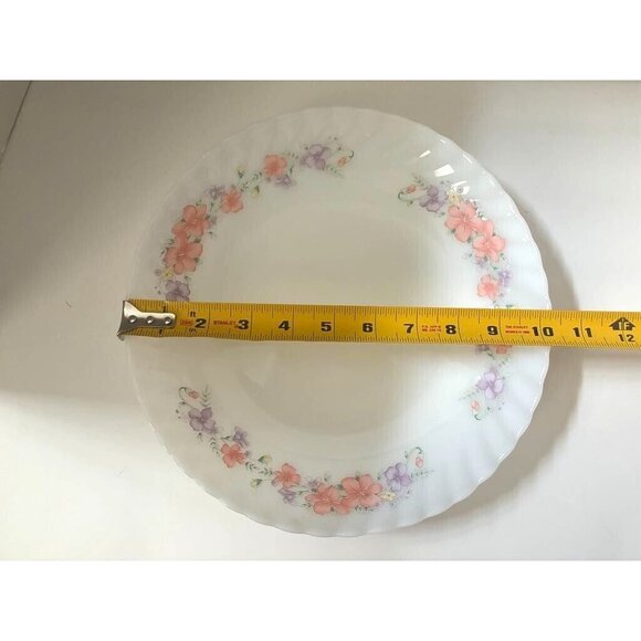 INDOPAL Indonesia 60's Serving Dish Pink Floral White Opaline Milk Glass 10 1/4" - Picture 5 of 5